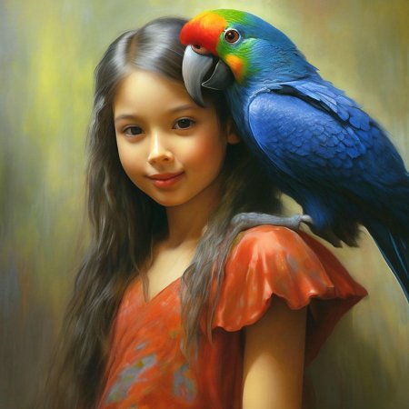 Портрет девушки с птицами