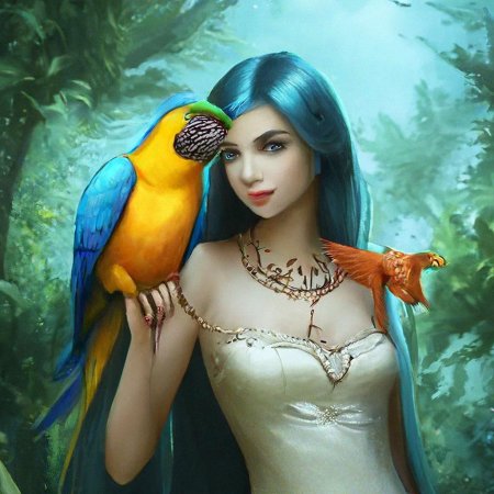 Девушка и попугай