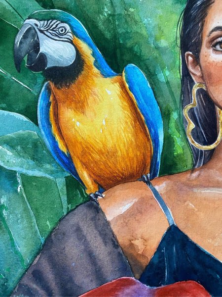Девушка с попугаем