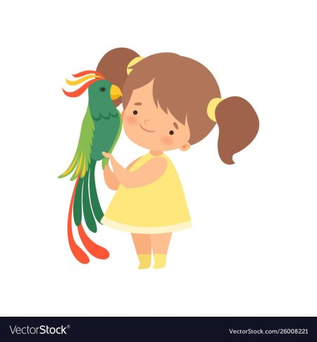 Ребенок с попугаем