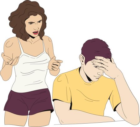 Мужчина и женщина ругаются рисунок