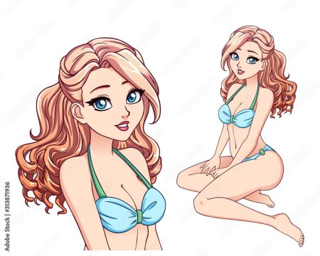 Мультяшная девушка в купальнике