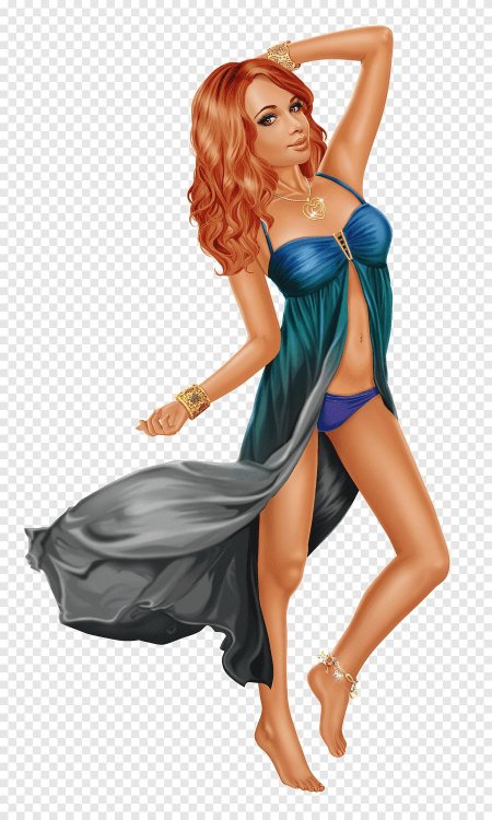 Девушка в платье на прозрачном фоне