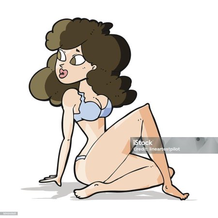 Карикатура женщина в белье