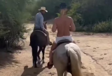 Девушка на лошади топлесс