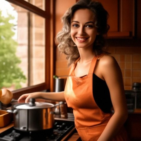 Женщина готовит на кухне