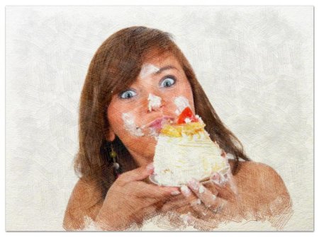 Человек ест торт