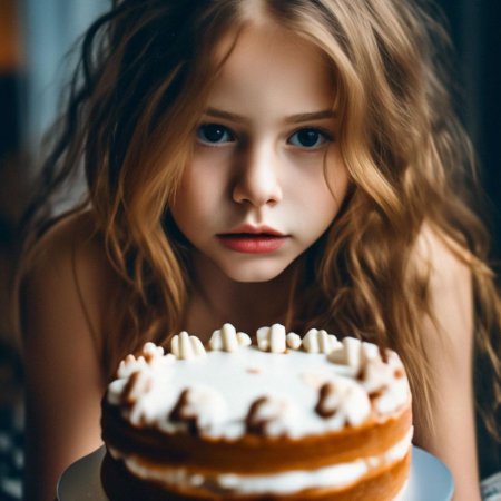 Девочка ест торт