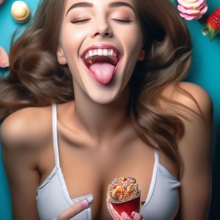Девушка ест мороженое