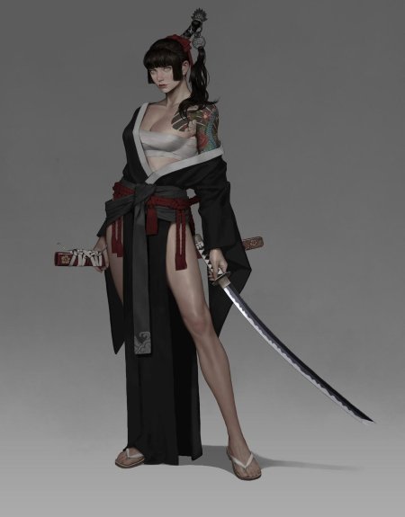 Девушка самурай арт