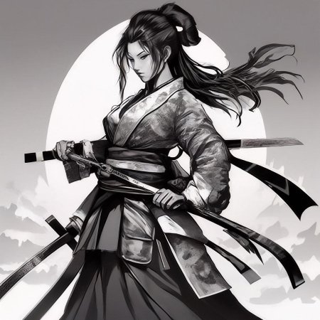 Женщина самурай арт