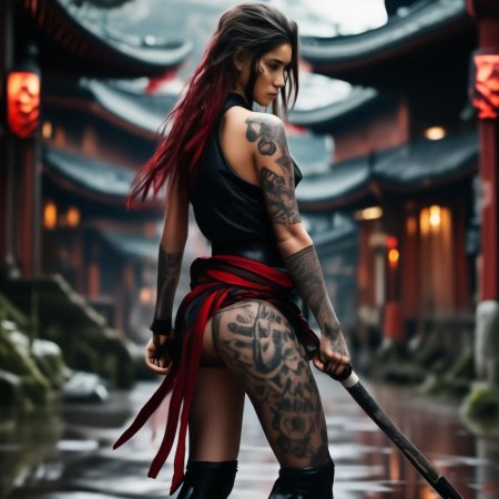 Тату девушка самурай