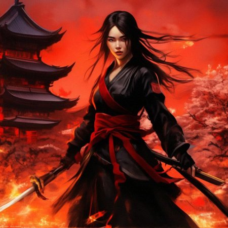 Рисунок самурай девушка