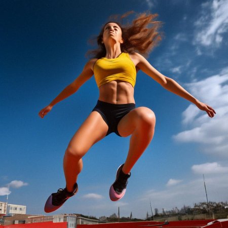 Спортивная девушка в прыжке