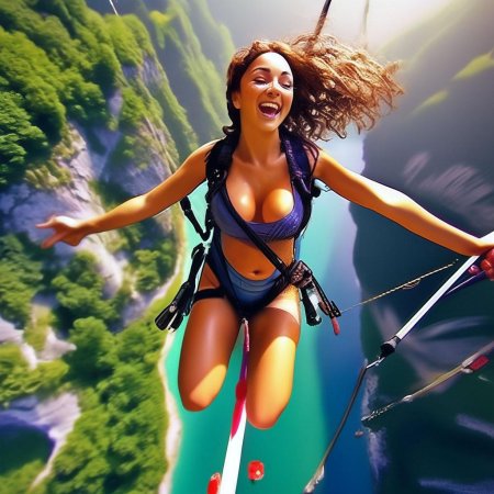 Девушка прыгает с парашютом