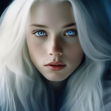 Девушка с белыми волосами и голубыми глазами