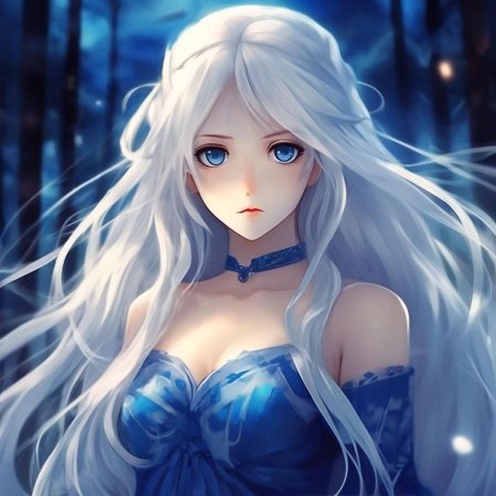 Аниме девочка с белыми волосами и голубыми глазами