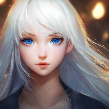 Аниме девушка с белыми волосами и голубыми глазами