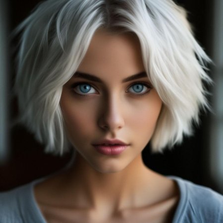 Девушка с короткими белыми волосами