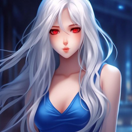 Девушка с белыми волосами и красными глазами