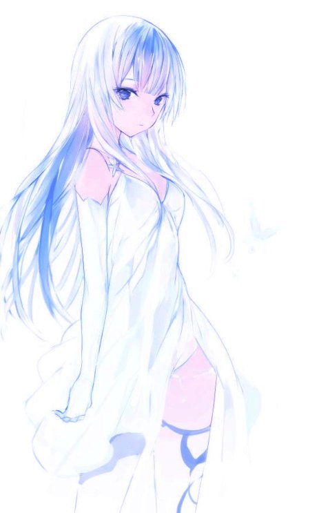 Аниме девушка с белыми волосами и голубыми глазами