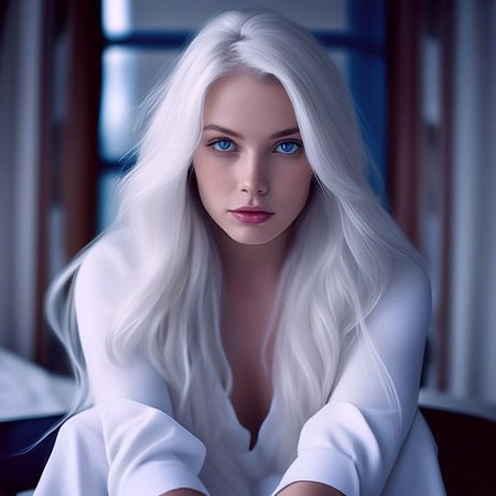 Девушка с длинными белыми волосами