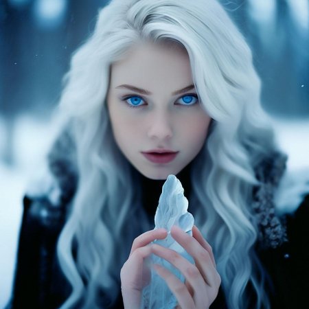 Белые волосы и голубые глаза