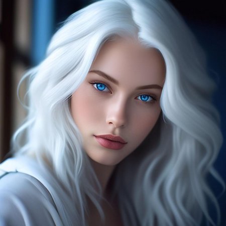 Девушка с длинными белыми волосами