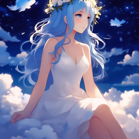 Аниме девушка в белом платье