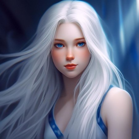 Девушка с длинными белыми волосами