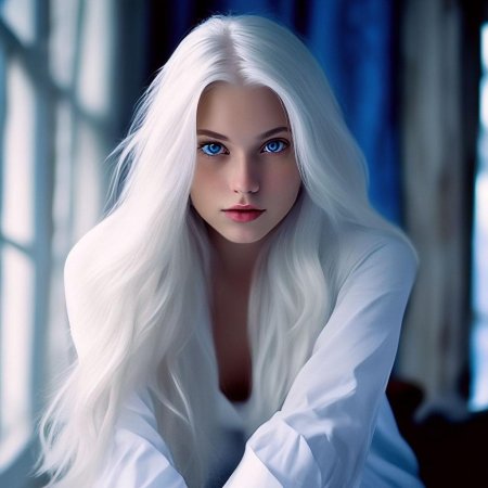 Девушка с длинными белыми волосами