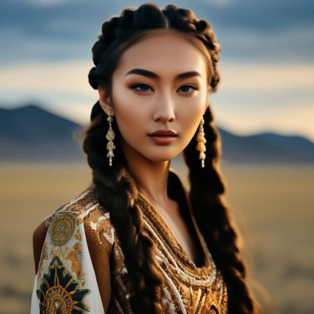 Казашка с косами