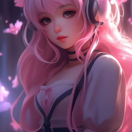 Розовая девочка аниме