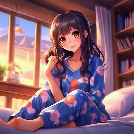 Аниме девушка в пижаме