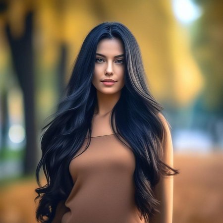 Девушка с длинными черными волосами