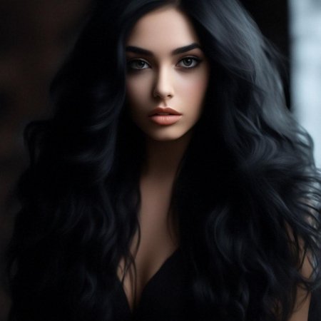 Длинные черные волосы