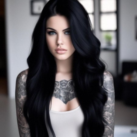 Длинные черные волосы у девушек