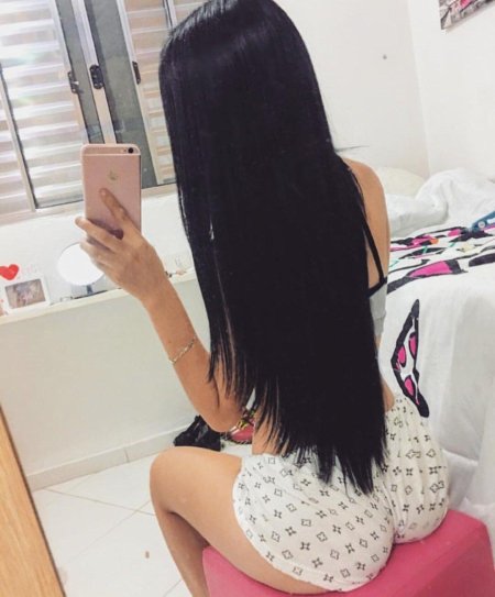 Черные длинные волосы Инстаграм