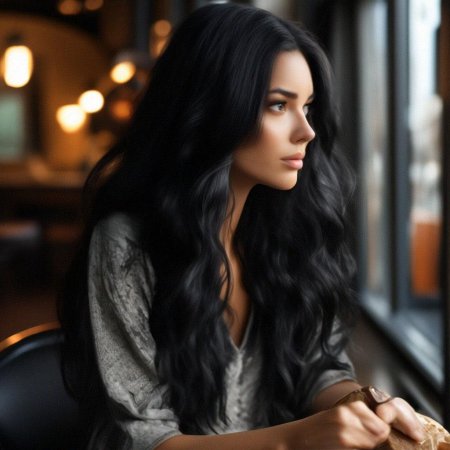 Длинные черные волосы