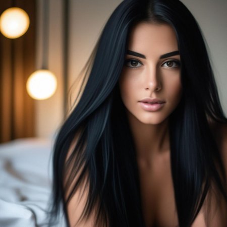 Прямые черные волосы