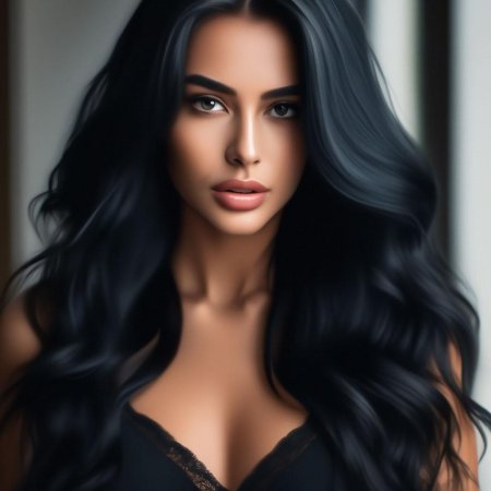 Длинные черные волосы