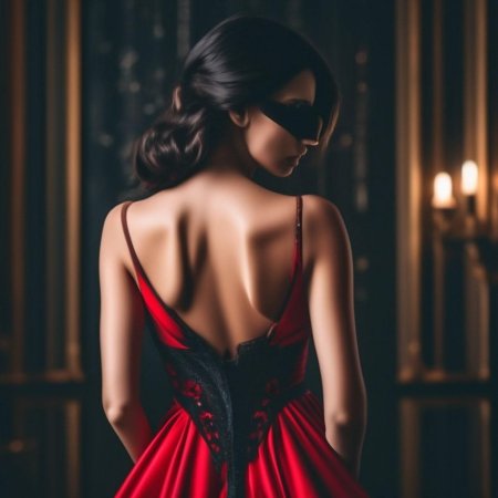 Брюнетка в красном платье