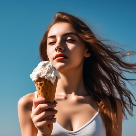 Ест мороженое