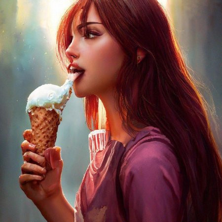 Девочка ест мороженое
