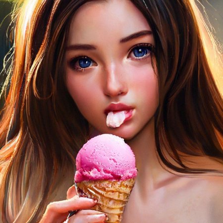 Ест мороженое