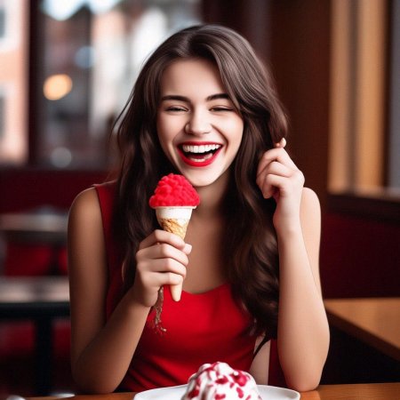 Ест мороженое