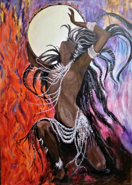 Девушка с бубном картина