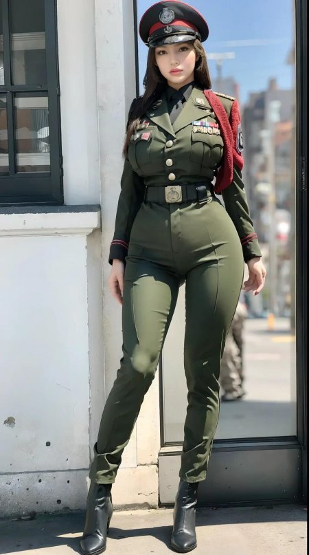 Сексуальная девушка в военной форме