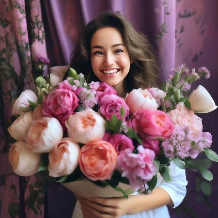Девушка с букетом