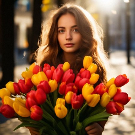 Фотосессия с букетом цветов